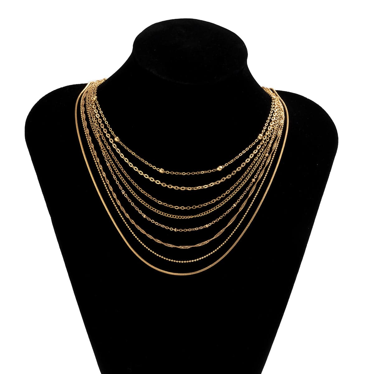 18K Gold-Plated Bead Chain Necklace Set