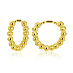 18K Gold-Plated Beaded Chain Huggie Earrings