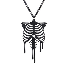 Black Ribcage Pendant Necklace