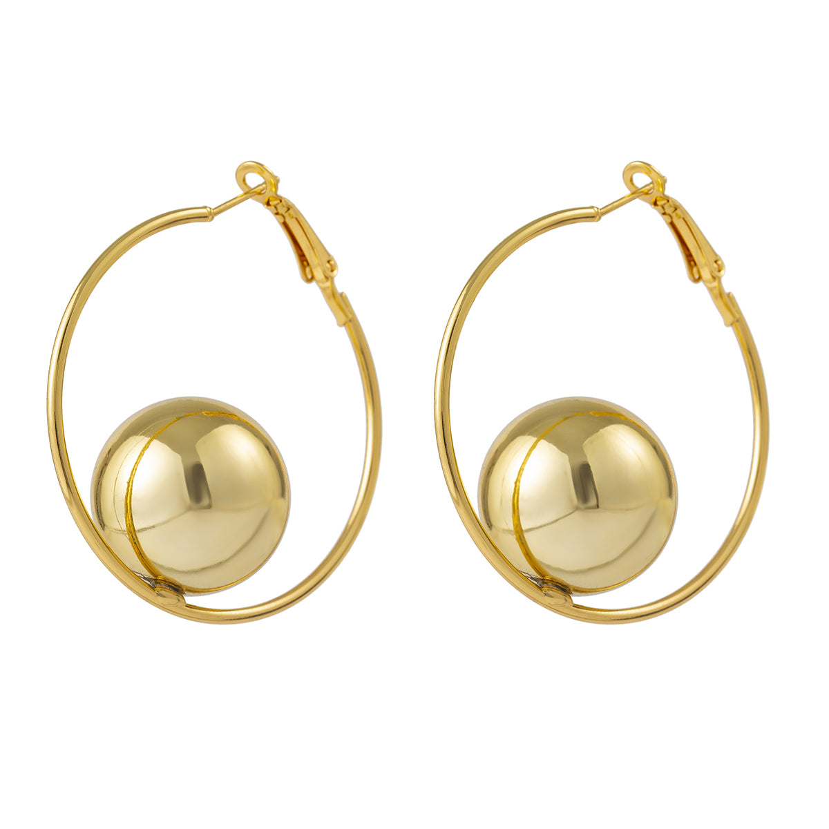 18K Gold-Plated Ball Hoop Earrings