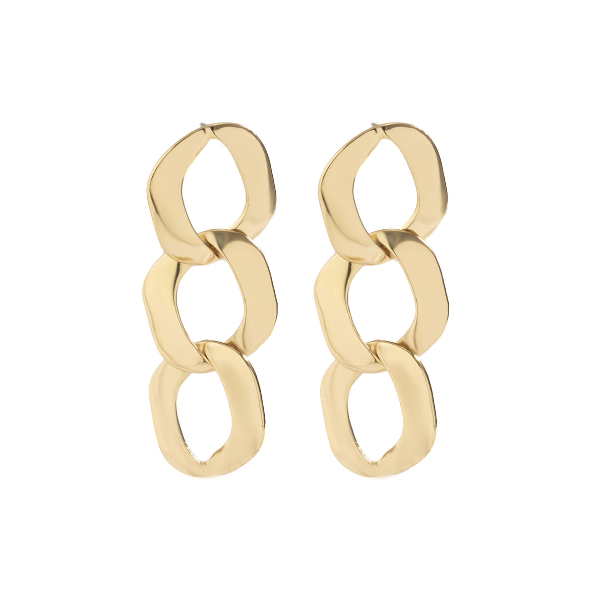 Chic 18K gold-plated curb-chain earrings in a circular shape, perfect for adding elegance to any outfit.