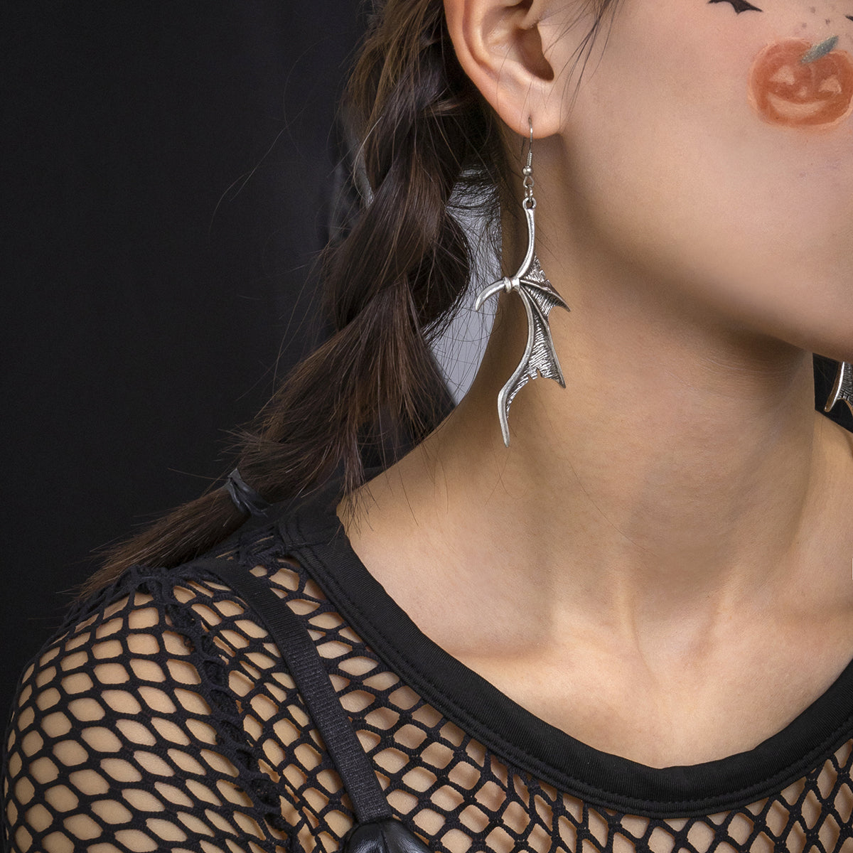 Silver-Plated Bat Wing Drop Earrings