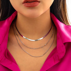 Silver-Plated Snake Chain Layered Necklace