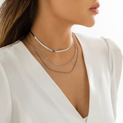 Silver-Plated Snake Chain Layered Necklace