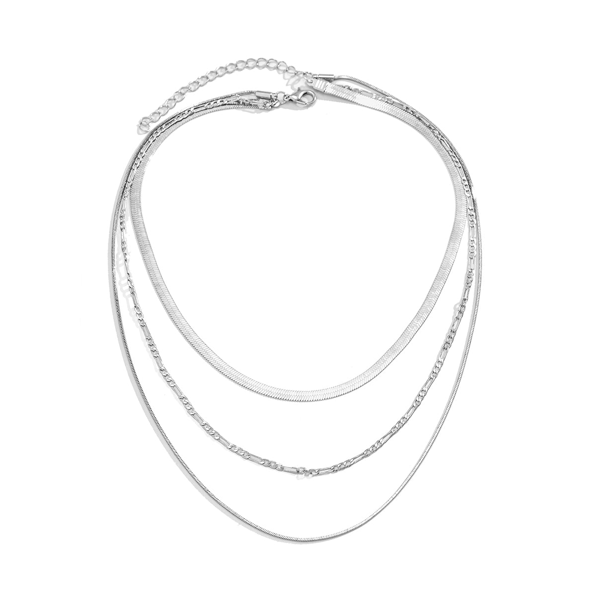 Silver-Plated Snake Chain Layered Necklace