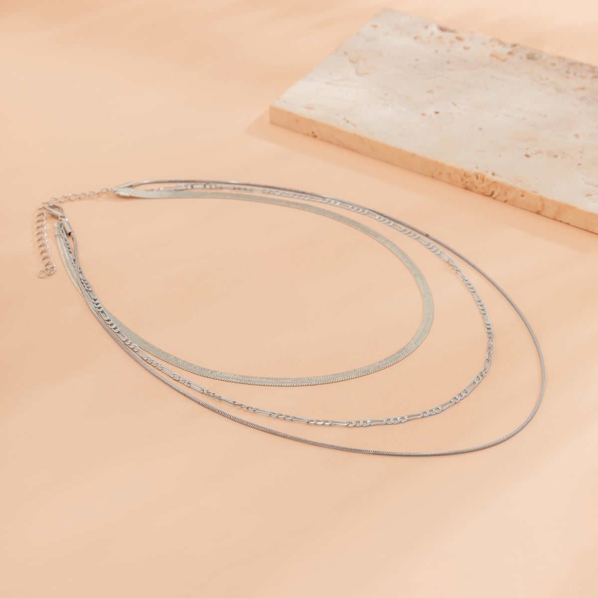 Silver-Plated Snake Chain Layered Necklace