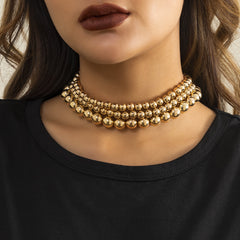 18K Gold-Plated Beaded Layered Choker Necklace