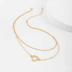 18K Gold-Plated Heart Layered Pendant Necklace