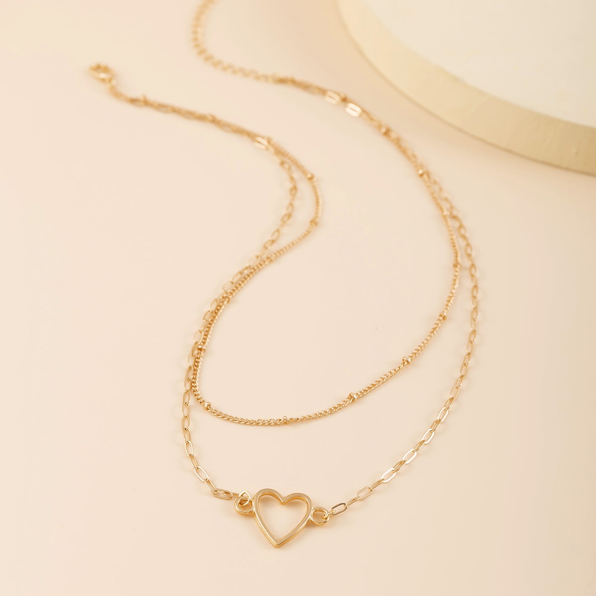 18K Gold-Plated Heart Layered Pendant Necklace