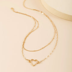 18K Gold-Plated Heart Layered Pendant Necklace