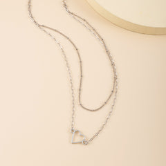 Silver-Plated Heart Layered Pendant Necklace