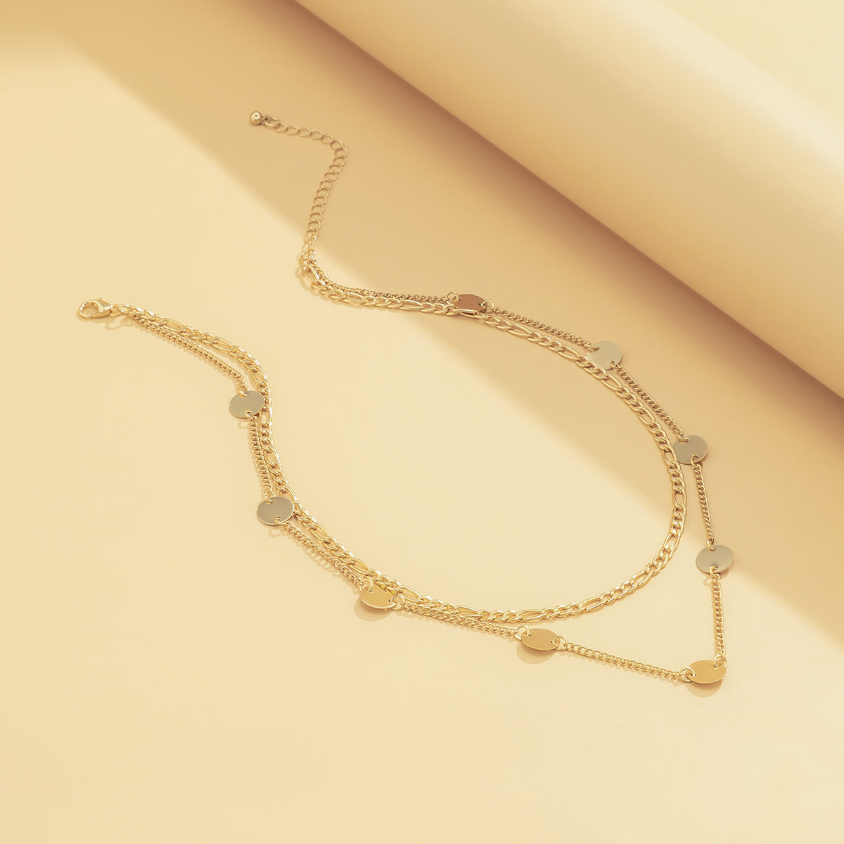 18K Gold-Plated Sequin Layered Choker Necklace