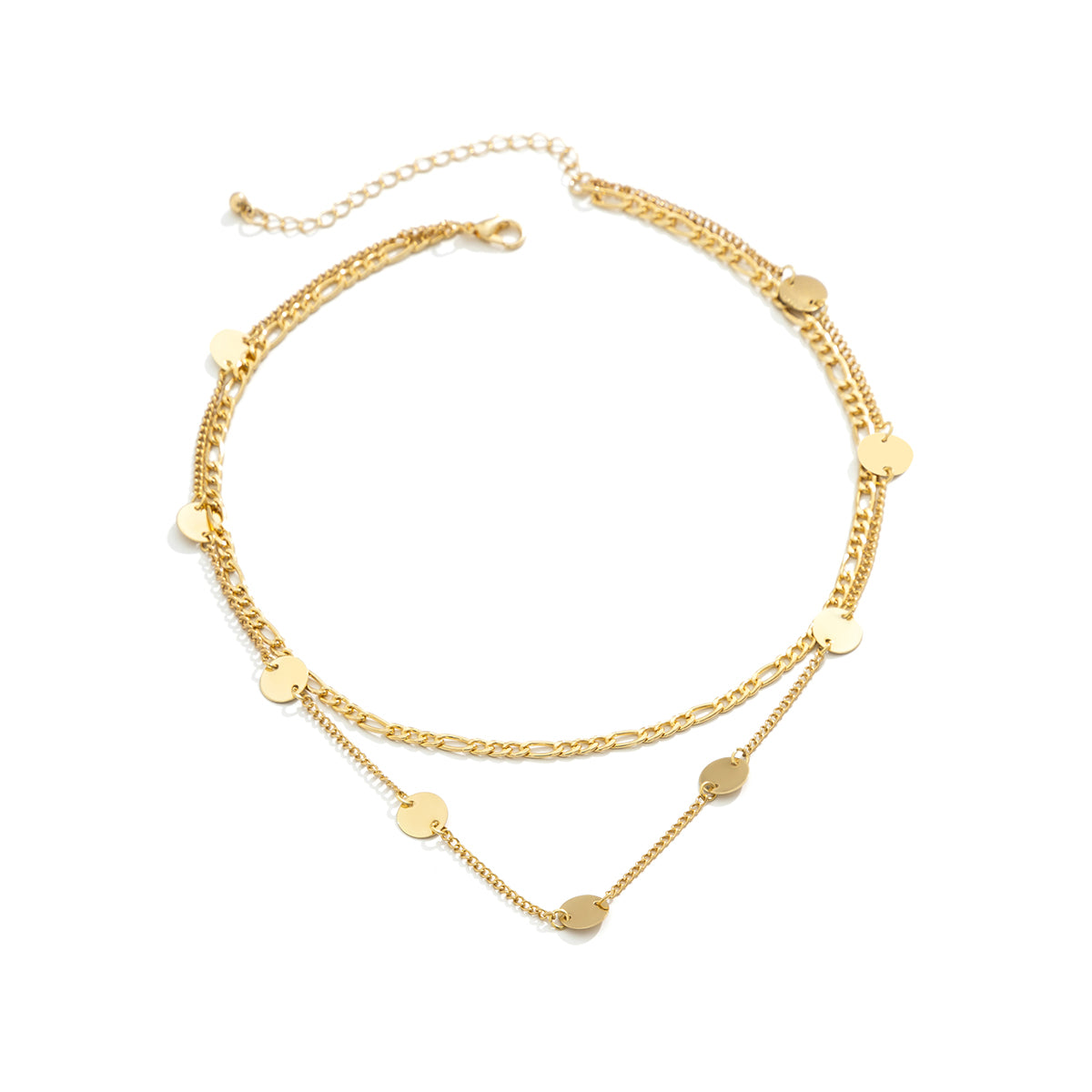 18K Gold-Plated Sequin Layered Choker Necklace