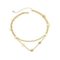 18K Gold-Plated Sequin Layered Choker Necklace