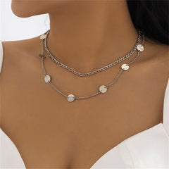 Silver-Plated Disc Layered Necklace