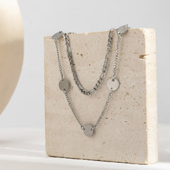 Silver-Plated Disc Layered Necklace