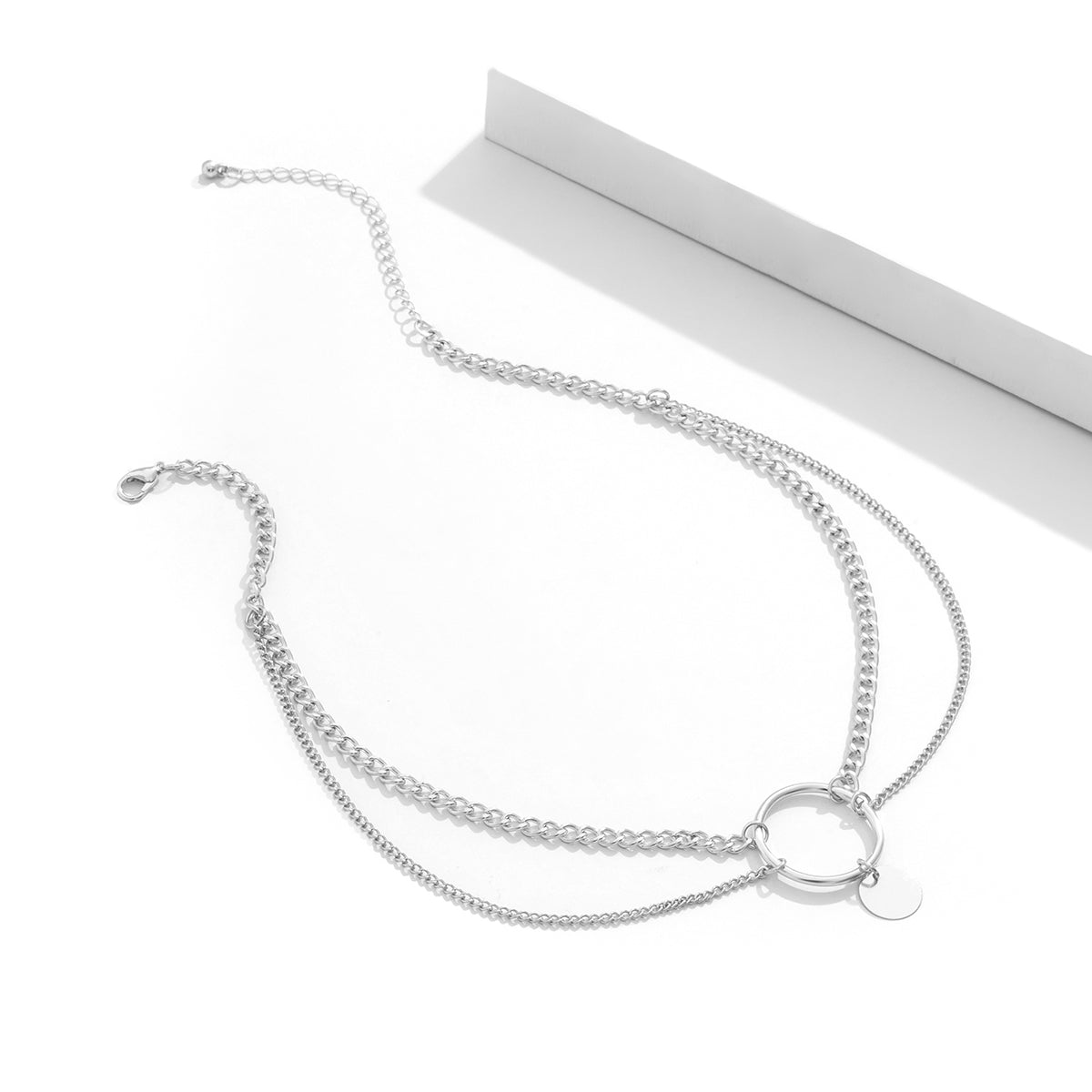 Silver-Plated Circle Layered Choker Necklace