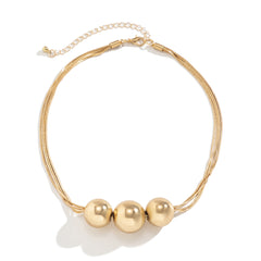 18K Gold-Plated Triple-Ball Pendant Necklace