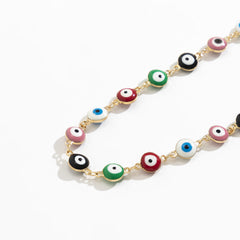 Enamel & 18K Gold-Plated Multicolor Evil Eye Chain Necklace