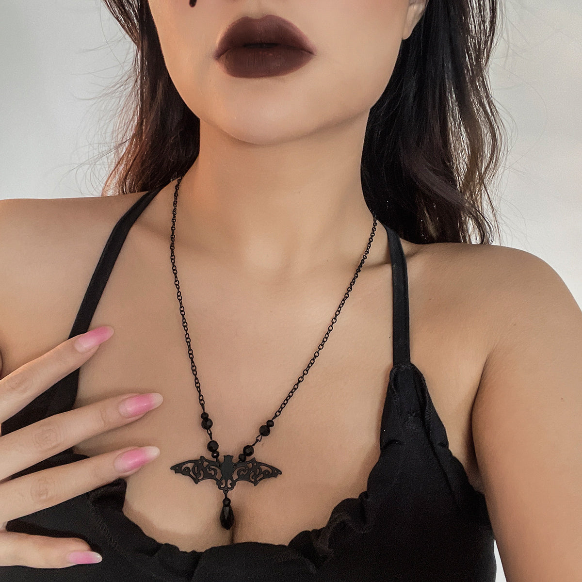 Black Bat Pendant Necklace