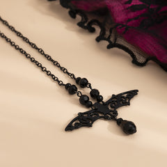 Black Bat Pendant Necklace