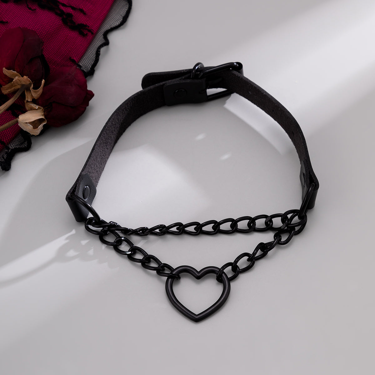 Black Heart Layered Choker Necklace