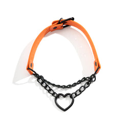 Orange & Black Plated Heart Layered Choker Necklace