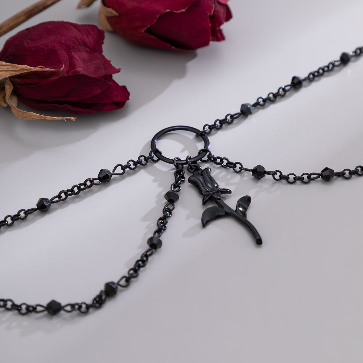 Black Rose Layered Choker Necklace