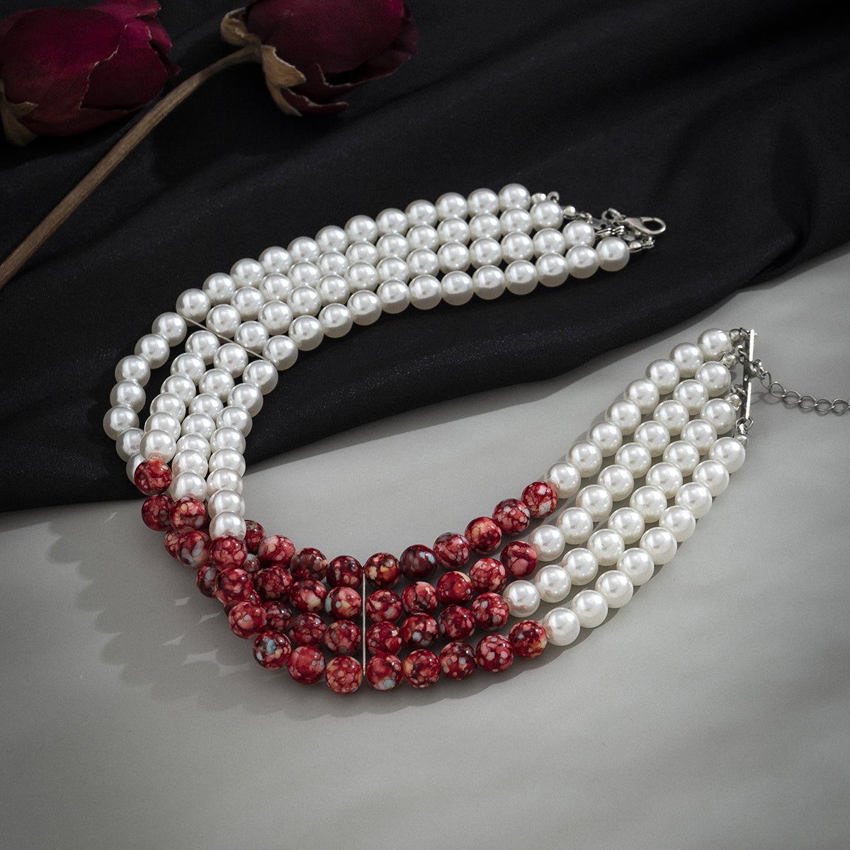 Quartz & Pearl Silver-Plated Layered Choker