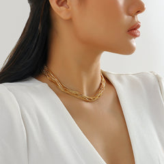 18K Gold-Plated Multi-Strand Box Chain Necklace