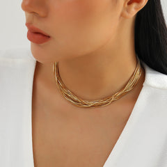 18K Gold-Plated Multi-Strand Box Chain Necklace