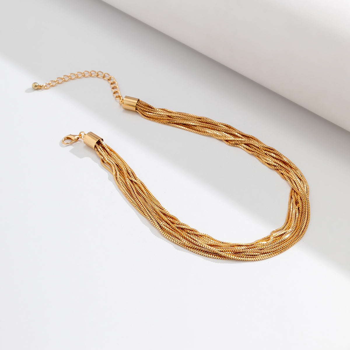 18K Gold-Plated Multi-Strand Box Chain Necklace