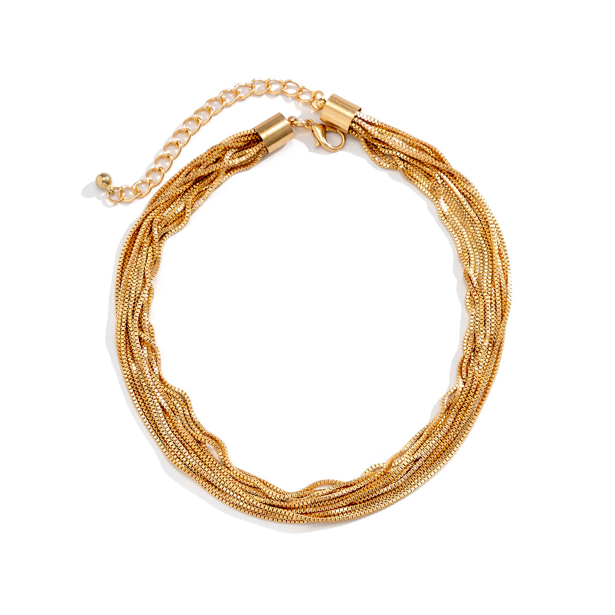 18K Gold-Plated Multi-Strand Box Chain Necklace