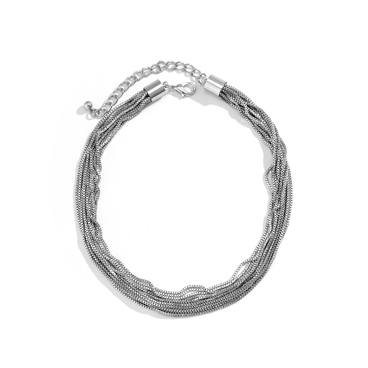 Silver-Plated Multi-Strand Box Chain Necklace