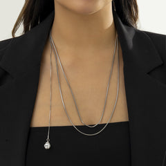 Pearl & Silver-Plated Drop Layered Necklace