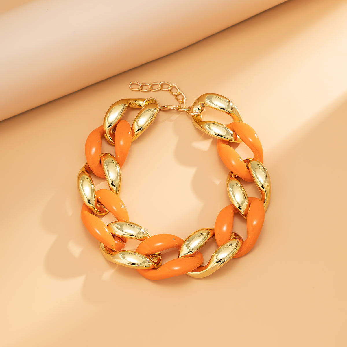 Orange Resin & 18K Gold-Plated Chunky Curb Chain Necklace