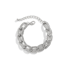 Cubic Zirconia & Silver-Plated Curb Chain Bracelet