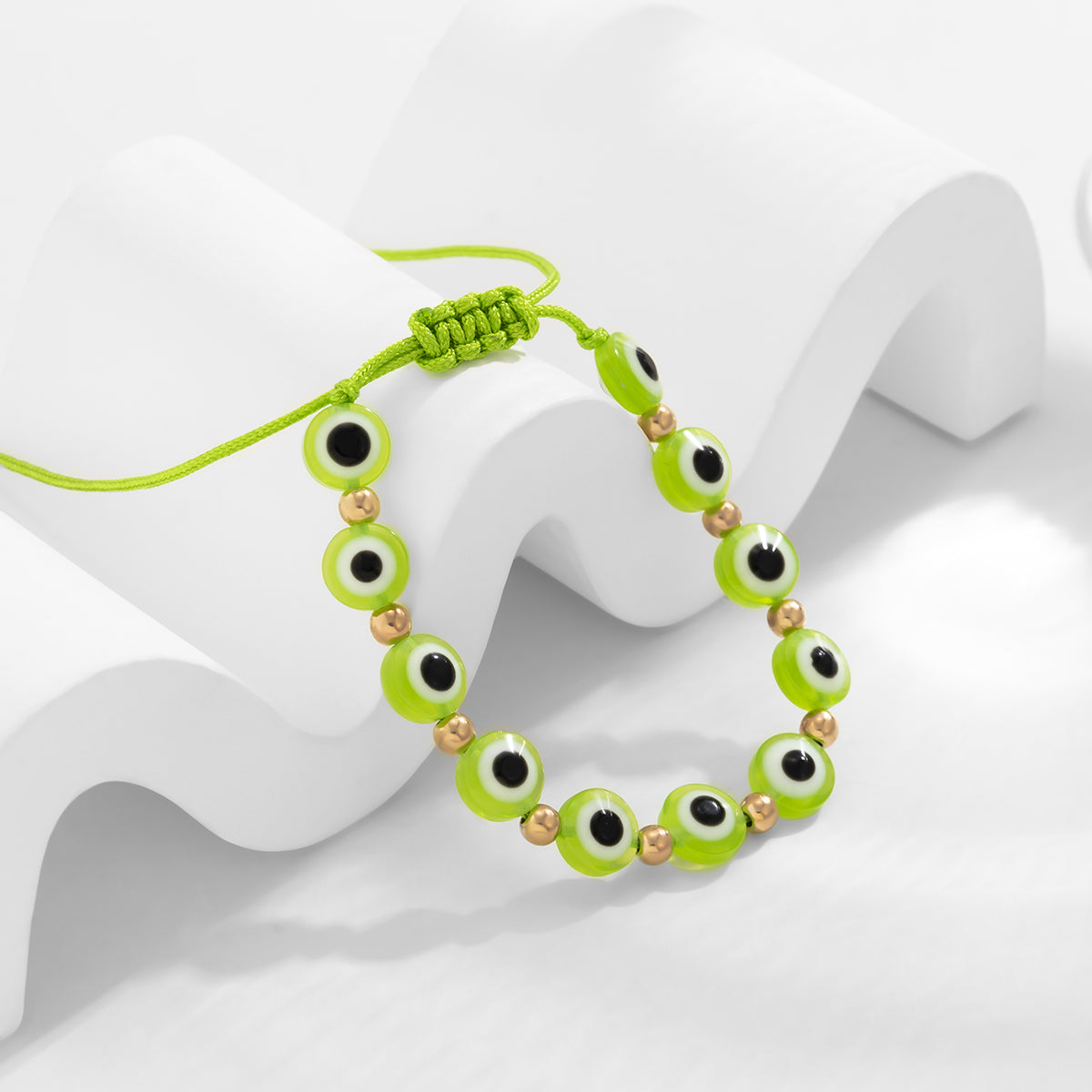 Light Green Acrylic & 18K Gold-Plated Eyes Adjustable Bracelet