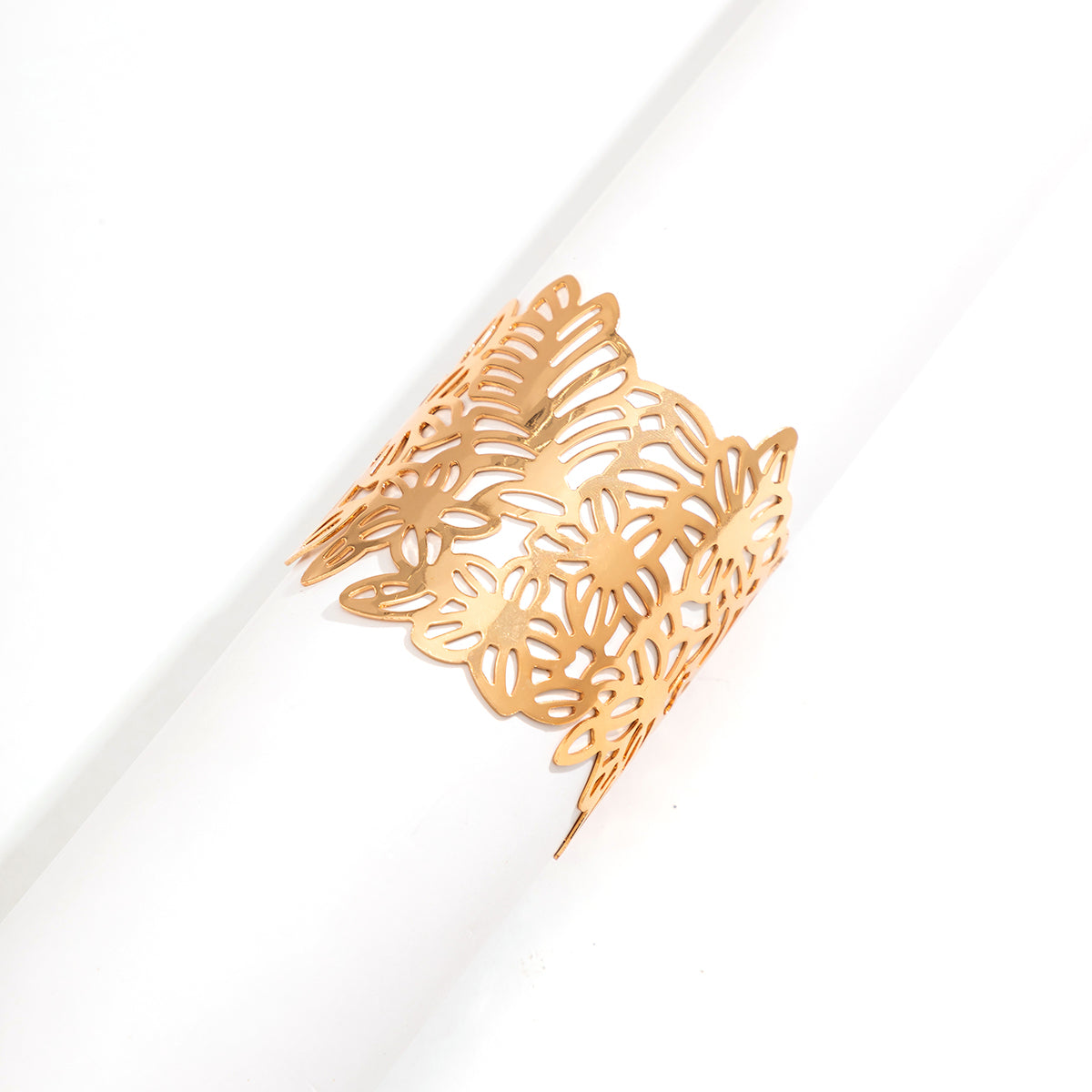 18K Gold-Plated Openwork Floral Cuff Bracelet