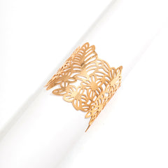 18K Gold-Plated Openwork Floral Cuff Bracelet