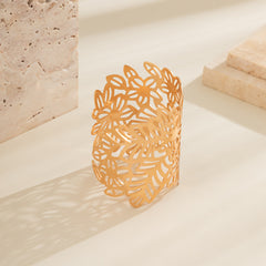 18K Gold-Plated Openwork Floral Cuff Bracelet