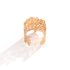 18K Gold-Plated Openwork Floral Cuff Bracelet