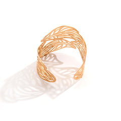 18K Gold-Plated Openwork Leaves Cuff Bracelet