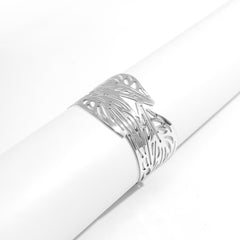 Silver-Plated Openwork Leaves Cuff Bracelet