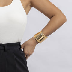 18K Gold-Plated Smooth Wave Cuff Bracelet