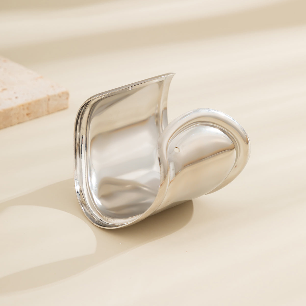 Silver-Plated Smooth Wave Cuff Bracelet