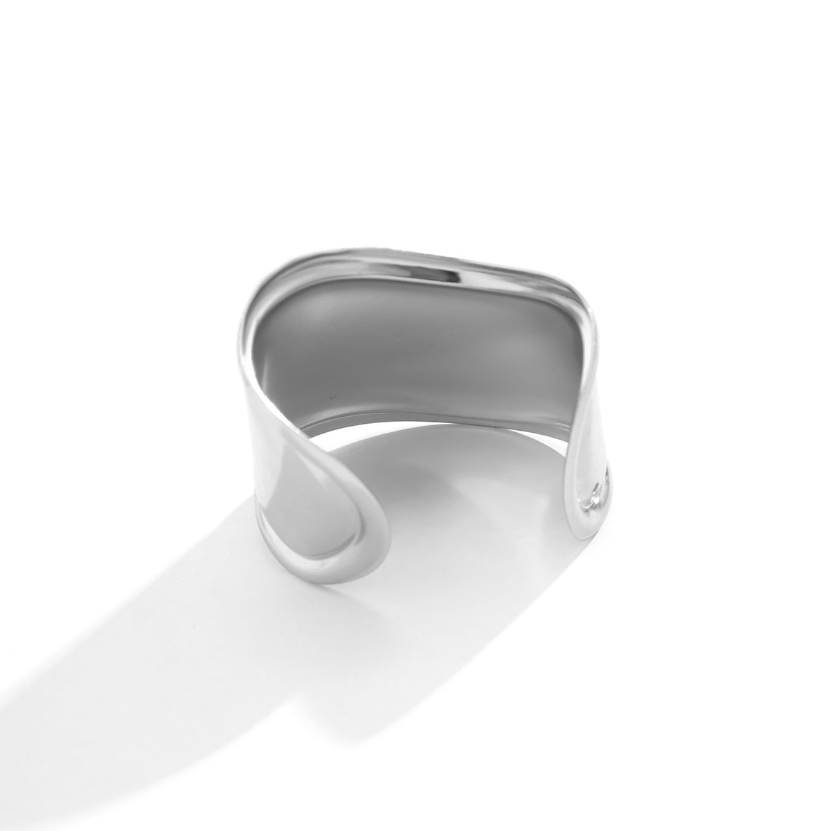 Silver-Plated Smooth Wave Cuff Bracelet