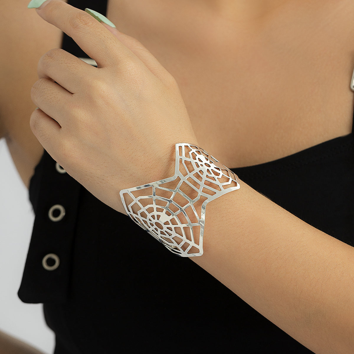 Silver-Plated Web Cuff Bracelet