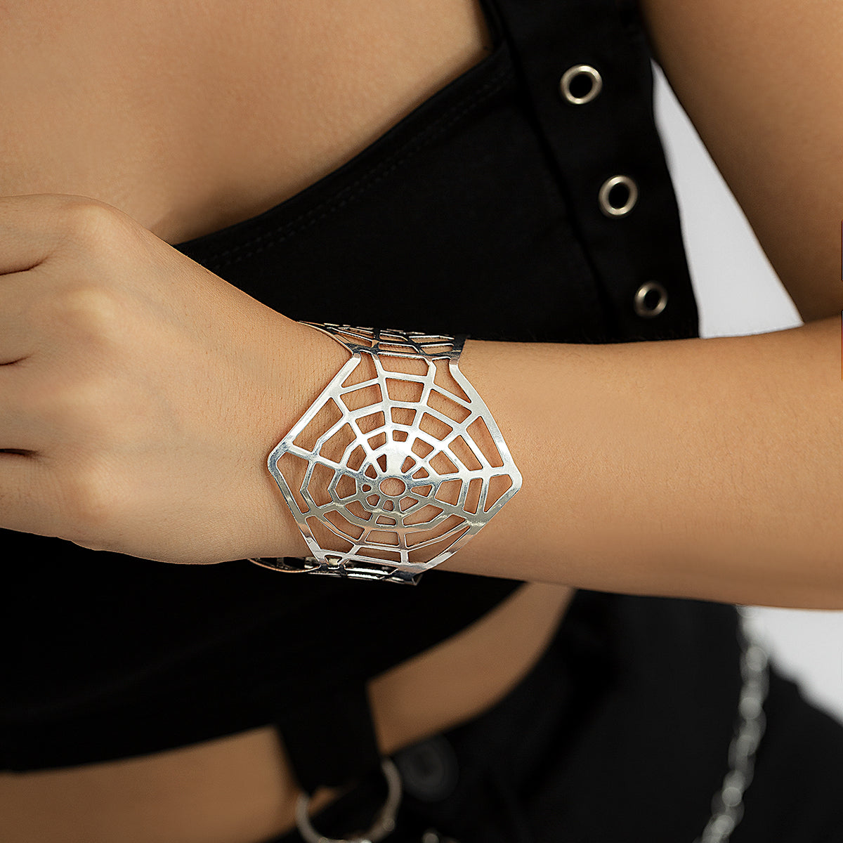 Silver-Plated Web Cuff Bracelet