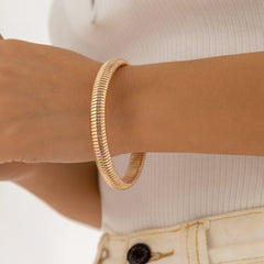 18K Rose Gold-Plated Herringbone Bangle